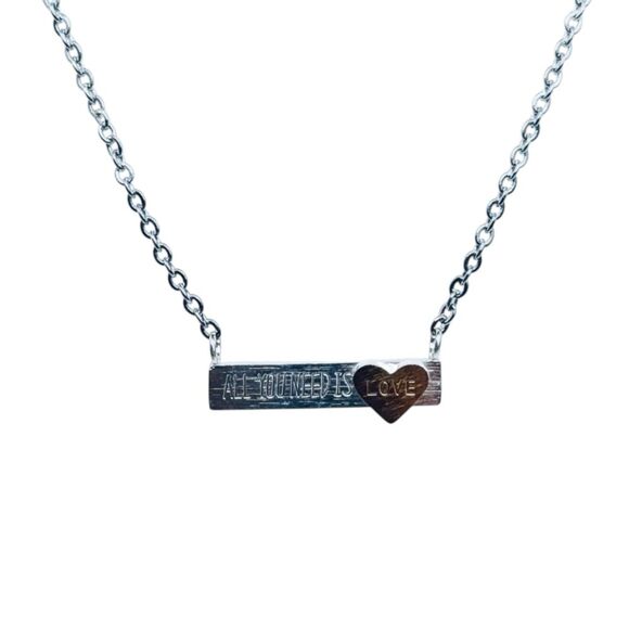 Independent Trading Company Jewelry - Indio Jewelry Silver All You Need is Love Bar Necklace #226